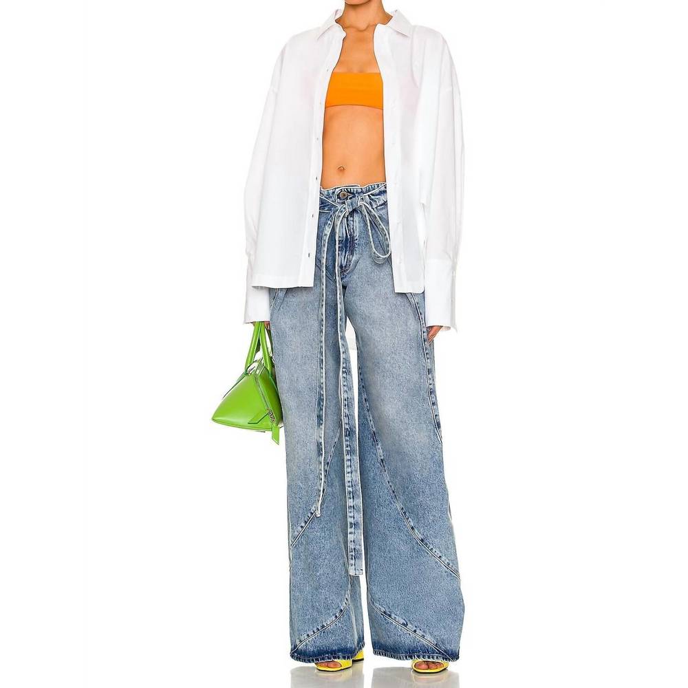 THE ATTICO pre-loved denim with slit pockets and belted waist jean in blue - Picture 4 of 4